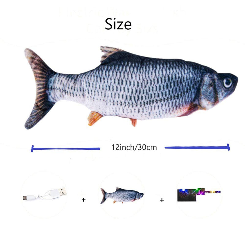 [New Upgrade] Moving Cat Kicker Fish Toy,11” USB Flopping Fish Cat Toy, Colorful Lights + Music,Plush Interactive Cat Toys,Wiggle Fish Toys,Simulation Electric Fish,Crucian Carp New Upgrade Crucian Carp - PawsPlanet Australia