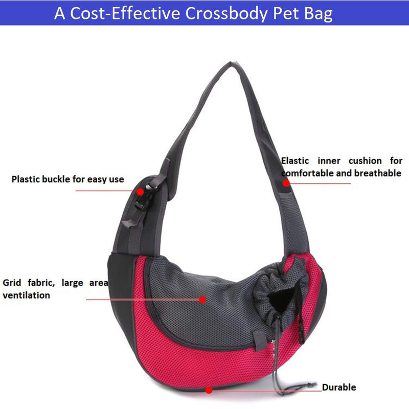 Homieco Pet Sling Carrier Bag, Pet Messenger Bag, Small Dog Cat Sling Bag for Travel, Pet Outdoor Backpack Dog Travel Bag for Walking, Hiking, Bike Camping Outdoor and Motorcycle S Red - PawsPlanet Australia