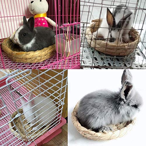 Bunny Grass Mat Woven Bed Mat,Rabbit Digging Hay Straw Resting Basket Bedding Nest,Fun Small Animals Play Balls Rolling Chew Toys Gnawing Treats for Guinea Pig Hamster Chinchilla Parrot (Rabbit love) Rabbit love - PawsPlanet Australia