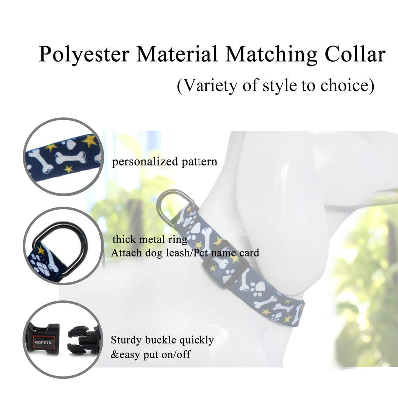[Australia] - QQPETS Dog Collar Personalized Adjustable Basic Collars Soft Comfortable for Puppy Small Medium Large Dogs or Cats Outdoor Training Walking Running Bone Pattern M 