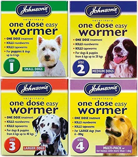 John-sons One Dose Easy Wormer Tablet Worming Tablet Dog Dewomer Tablets (2 - medium dogs 6kg - 20 kg) - PawsPlanet Australia