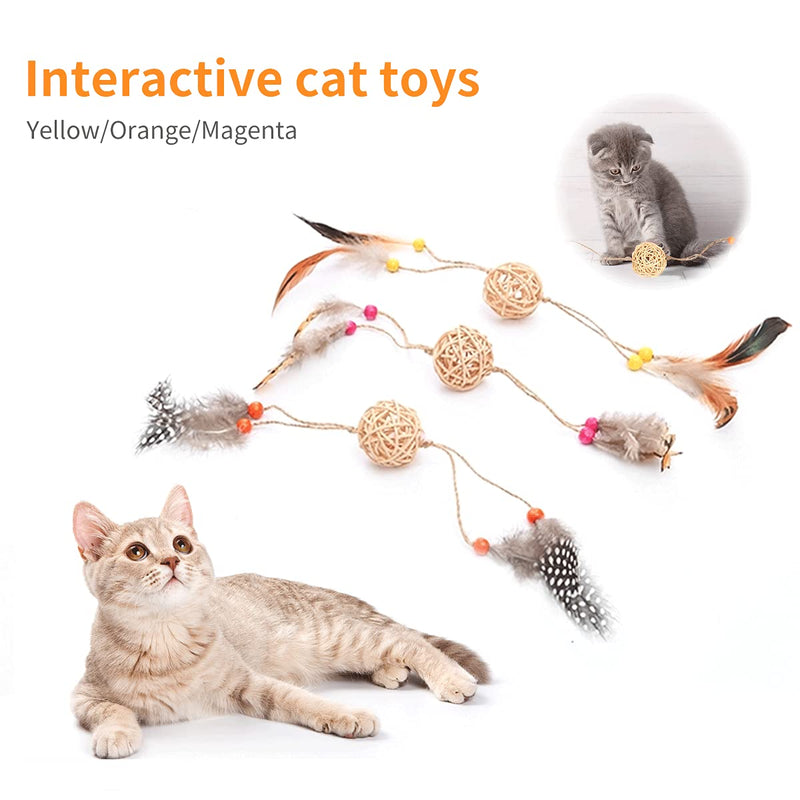 CANIPHA 3 Pcs Cat Toys Balls for Indoor Cats Self Play with Feather,Cute Interactive Kitten Kicker Toy,Funny Kitty Toy,Brightly Colored Toy Satisfies Kitty's Hunting,Chasing & Exercising Need Outdoor - PawsPlanet Australia
