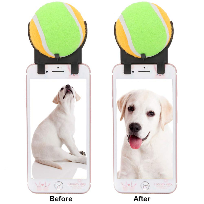 Geluode Pets Selfie Stick Clip Ball,6.5cm Tennis Phone Attachment for Dog Pet Agility Training Photo Ball Puppy Photographing Interaction Toy - PawsPlanet Australia