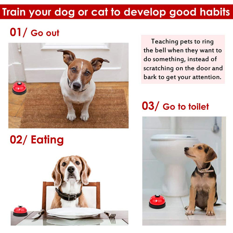 SlowTon Pet Doorbells, 2 Pack Metal Bell Dog Training w/Non Skid Rubber Bottoms Puppy Door Bell for Potty Training Communication Device Clear Ring for Small Doggie Cats (White+Red) White+Red - PawsPlanet Australia