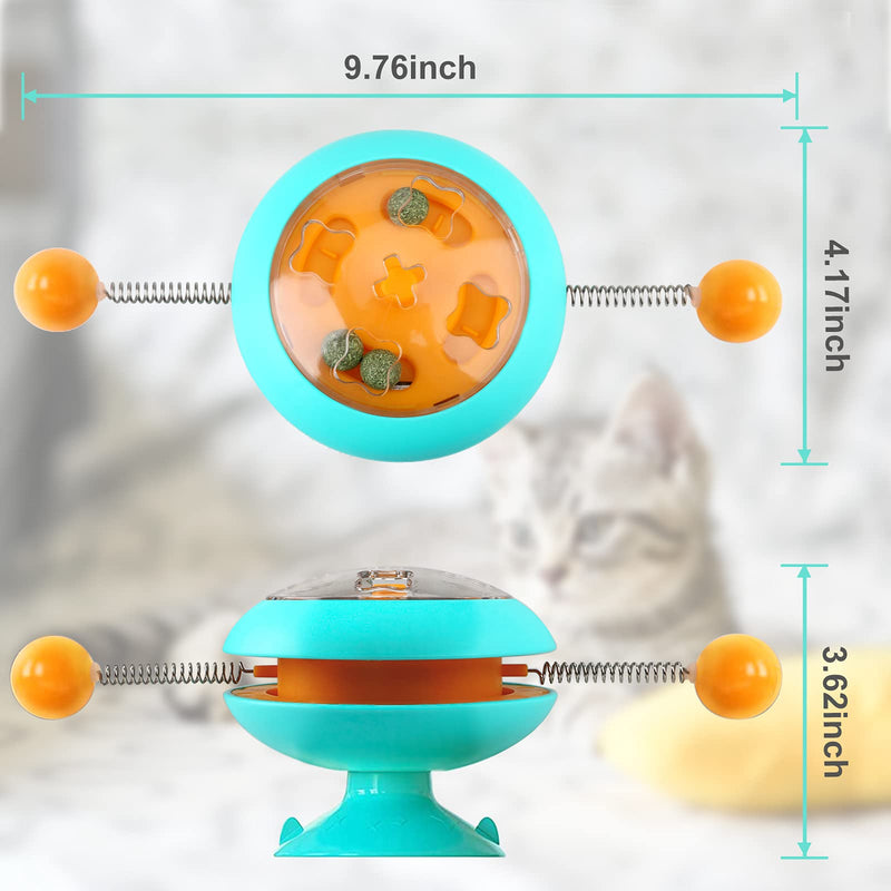 LBFNKCH Interactive Cat Catnip Toy for Indoor Cats,Windmill Catnip Toy Gyro Ball Cat Toys with Strong Suction Cup, Funny Kitten Kitty Turntable Rotating Cat Toys (Blue) Blue - PawsPlanet Australia