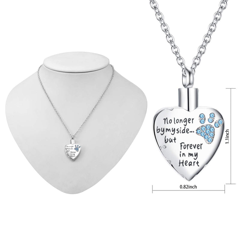 RBW Heart-Shaped Pet Necklace, Dog Cat Ashes Urn Necklace Jewelry Pendant Memorial Paw Necklace with Key Chain Lover Gift Light Blue Heart Shape - PawsPlanet Australia