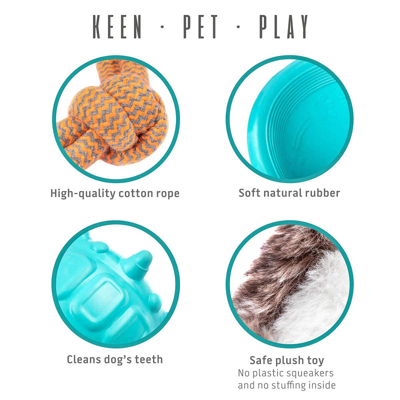 Keen.Pet.Play Puppy Dog Toys - Gift Box for Dog Training, Puppy Toys from 8 weeks, Dog Birthday Present & Puppy Teething Toys for Boredom (Pack of 6) - PawsPlanet Australia