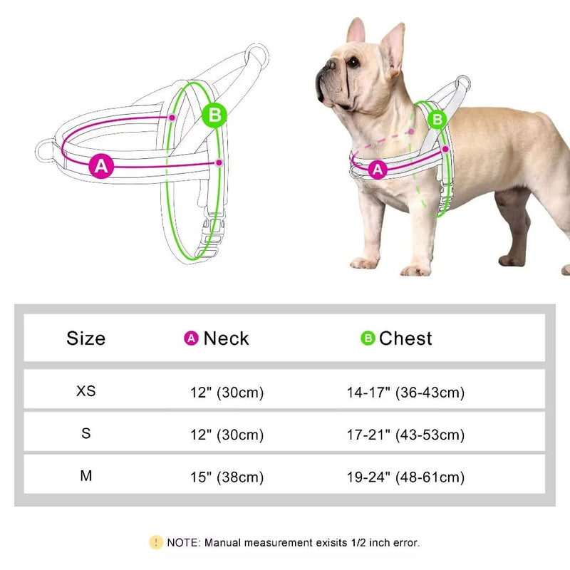 Beirui No Pull Dog Harness for Small Dogs Puppies, Soft Neoprene Quick Fit Harness with Durable Front Clip & Back Clip, Lightweight Easy for Daily Walking (Hot Pink,S) S:Chest 17-21", Neck 12" Hot Pink - PawsPlanet Australia