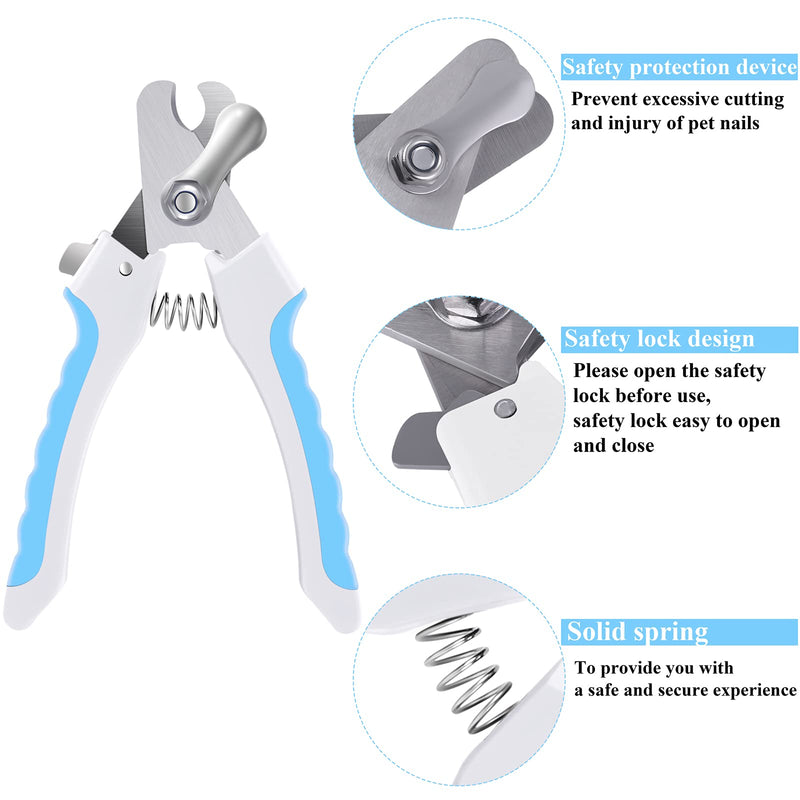 URATOT Pet Nail Clipper Set Professional Pet Nail Trimmer with Safety Guard to Avoid Over-cutting Include Nail Clipper and Nail File for Medium and Large Pets Dogs Cats, Blue S - PawsPlanet Australia