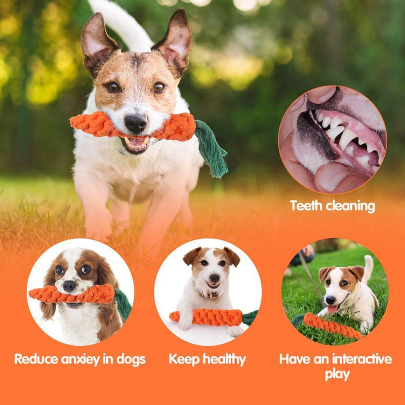 BINGXIAN Puppy Chew Toys, Dog Rope Toys, Dog Chew Toys Carrot Rope, 3 Pack Braided Rope Dog Toy for Small Dog Teeth Cleaning Orange - PawsPlanet Australia