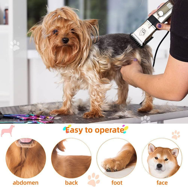 NWOUIIAY IPX7 Clipper Dog Quiet Pet Hair Trimmer Washable Professional Wireless Rechargeable Pet Hair Trimmer Removable with LCD Display for Dog Cat Pet - PawsPlanet Australia