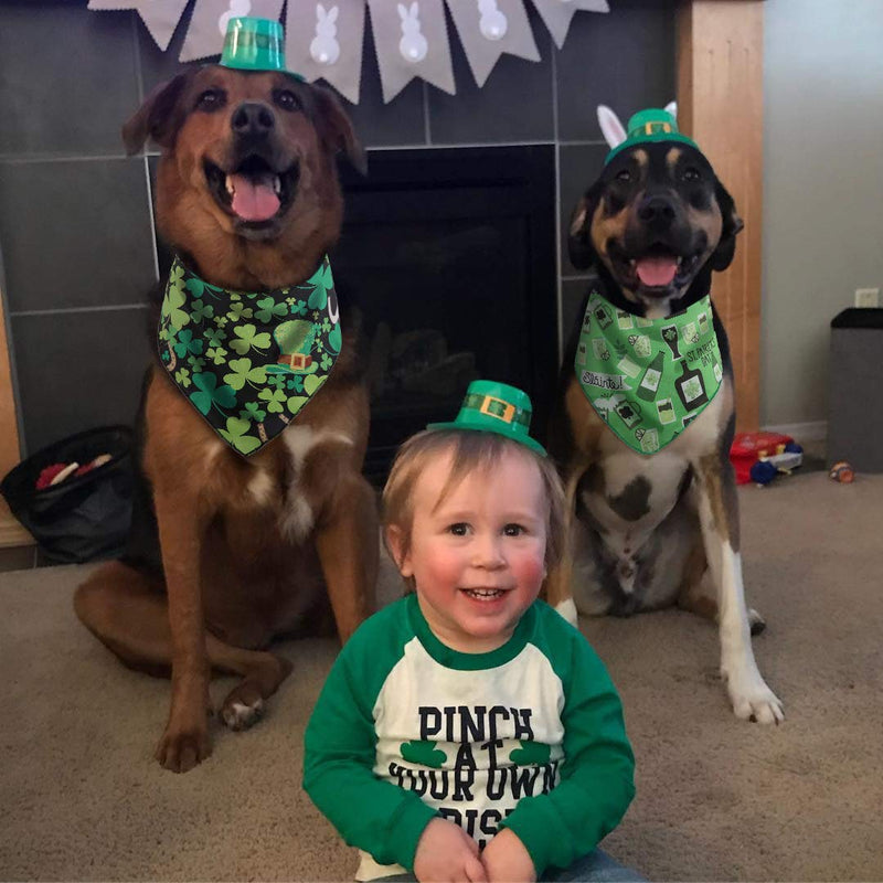 [Australia] - BoomBone 2 Pack St Patricks Day Dog Bandana,Triangle Bibs Pet Scarf for Medium to Large Dogs L 