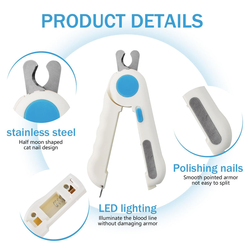 Cat claw scissors, nail clippers with LED light for dogs and cats, with nail file and splash-proof protection device, professional trimmer tool for medium-sized small animals, pets, claw care - PawsPlanet Australia