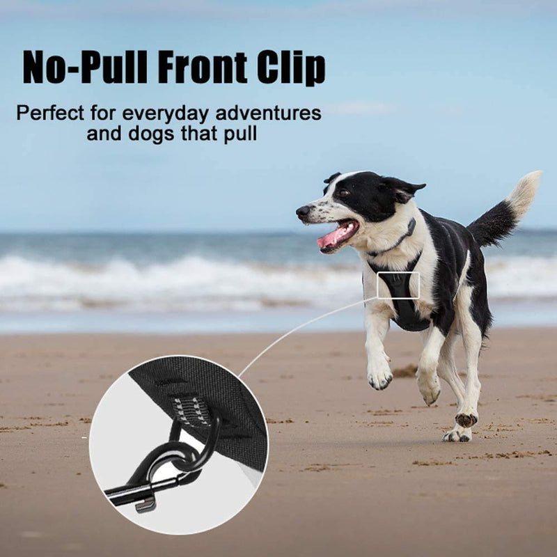 PoyPet No Pull Dog Harness, Reflective Vest Harness with 2 Leash Attachments and Easy Control Handle for Small Medium Large Dog(Black,XS) XS (Pack of 1) Black - PawsPlanet Australia
