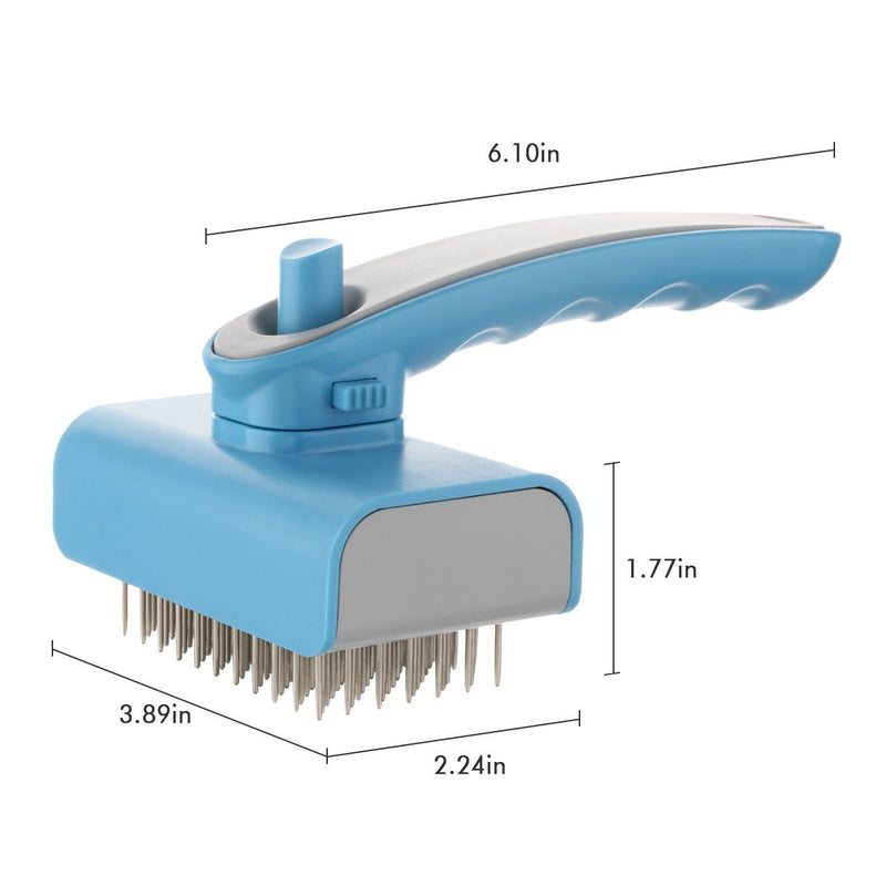 Itian® Stainless Steel Cat Dog Grooming Brush Pet Self Cleaning Slicker Brush Pet Deshedding Tools Painless Safety Hair Matting Removal (Blue) - PawsPlanet Australia