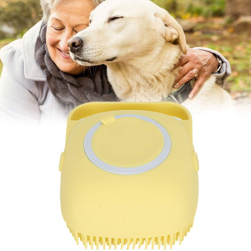 SALUTUYA Dog brush, grooming brush, dog brush can be filled with shower gel, for washing pets, dogs, cats, horses for washing pets (yellow) - PawsPlanet Australia