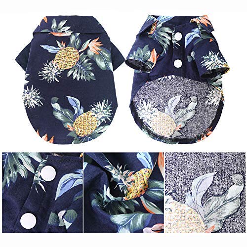 KADUNDI Hawaiian Dog Shirts Aloha Dog Shirt Pet Summer Cool Summer Flower Pineapple Shirt for Small to Medium Puppy Dog Cat Black M - PawsPlanet Australia