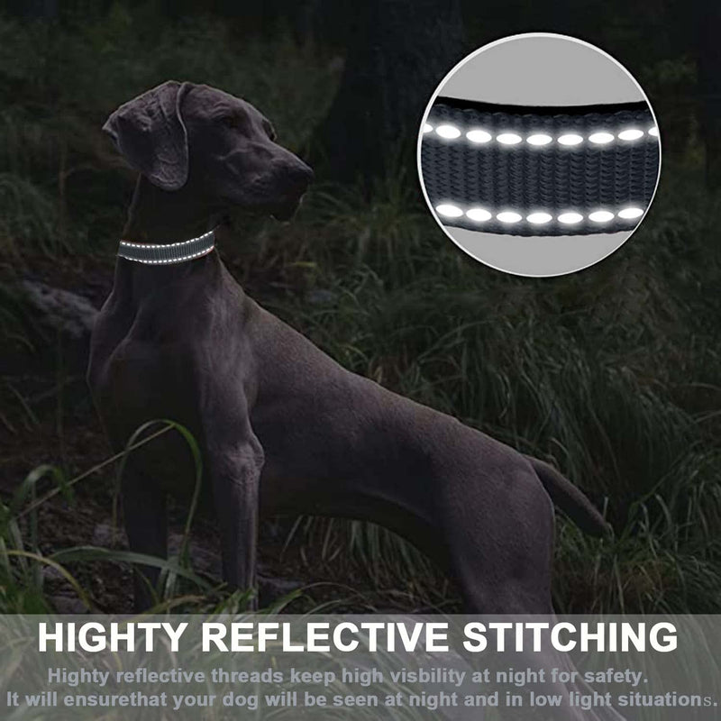 ATETEO Dog Collar, Reflective Adjustable Basic Dog Collar with Soft Neoprene Padding, Durable Nylon Pet Collars for Puppies Small Dogs Gray XS (Pack of 1) - PawsPlanet Australia