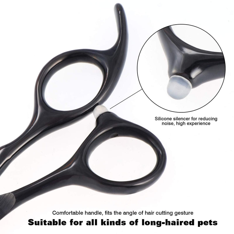 Aussel PET 7inch Professional PET DOG Scissors Cutting & Curved & Thinning Scissors Grooming (Black) 7 Black Thinning Scissor - PawsPlanet Australia