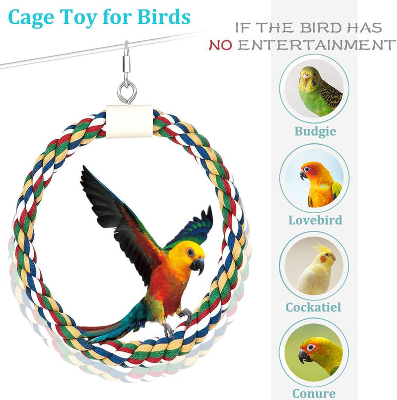 ASOCEA Bird Rope Swing Toys Circle and Triangle Hanging Perch for Cage Chewing Toys for Parrots Cockatiel Parakeets Cockatoos and Other Small Medium Birds - PawsPlanet Australia