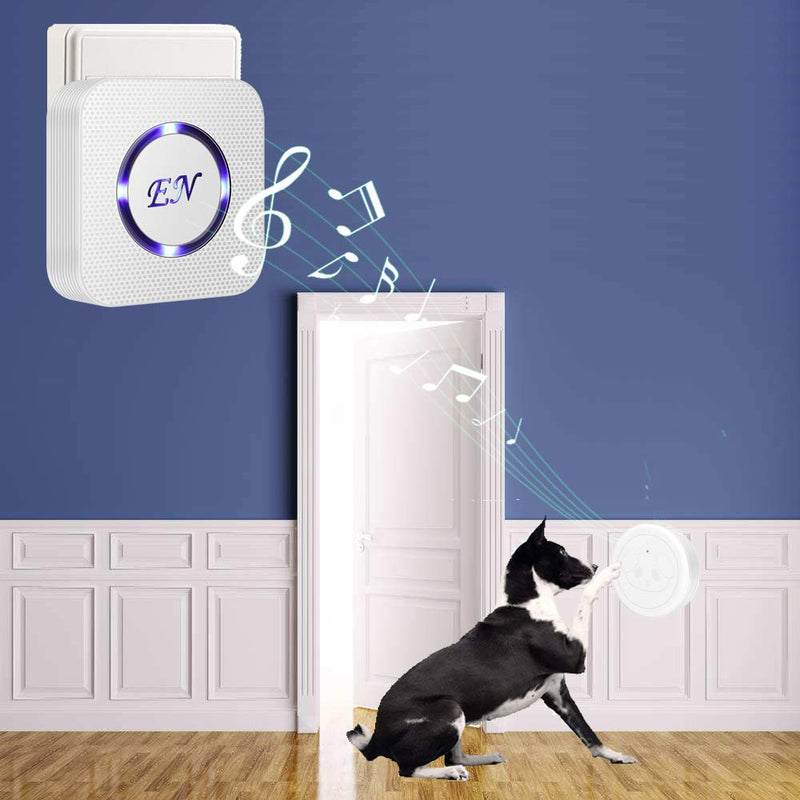 EverNary Dog Door Bell Wireless Doggie doorbells for Potty Training with Warterproof Touch Button Dog Bells Included Receiver and Transmitter 2 Transmitters + 2 Receivers(White) - PawsPlanet Australia