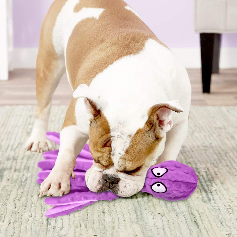 [Australia] - SHOKAN 2 Pack No Stuffing Squeaky Dog Toy, Soft Octopus Plush Dog Toy with Crinkle Paper, Stuffingless Dog Chew Toy for Puppy Small Medium Dogs Playing Christmas Dog Toys Gift, 32cm 