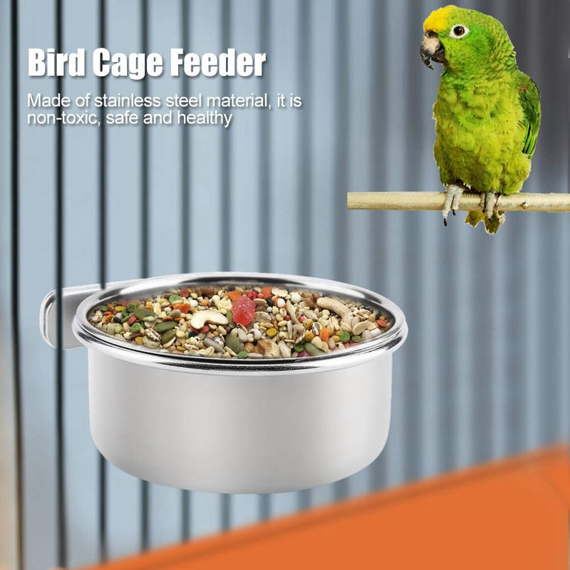 [Australia] - FTVOGUE Hanging Adjustable Food Water Food Feeding Bowl Stainless Steel Parrot Parakeet Feeder Bird Cage Accessory Drinking Cup (M) M 