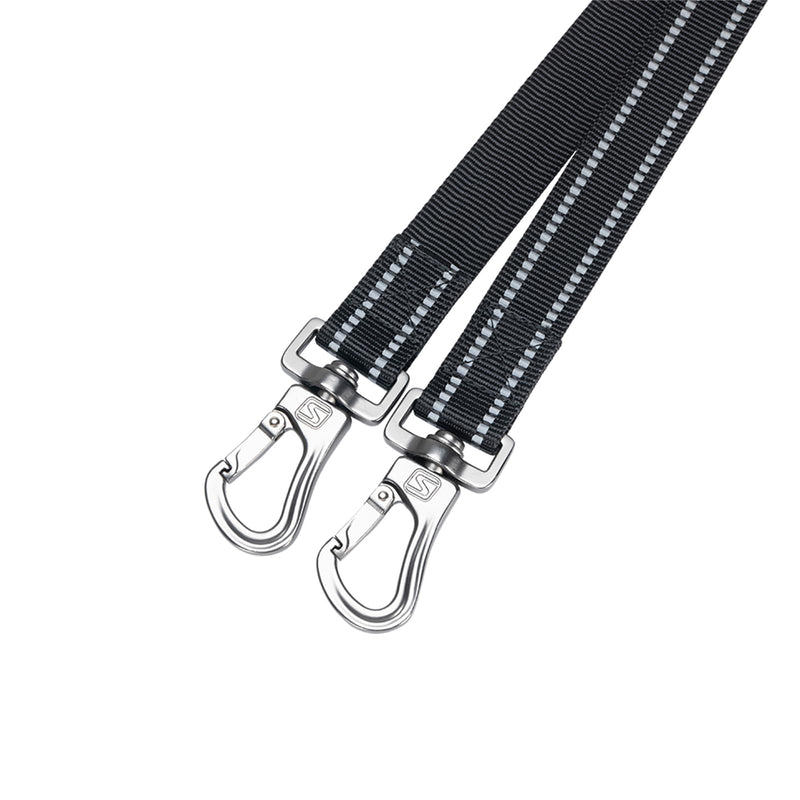 EXCELLENT ELITE SPANKER 5FT Double Leash Reflective Nylon Dog Leash Multiple Dog Leash with Padded Handle for Two Dogs Training Running（Black） 5FT*1'' Black - PawsPlanet Australia