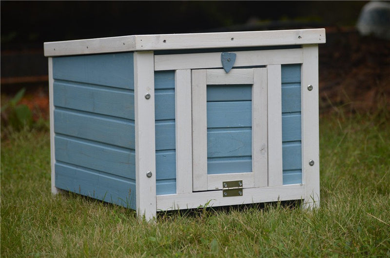 BUNNY BUSINESS Cat/Puppy/Rabbit/Guinea Pig Wooden Hide House, 51 x 44 x 42cm, Blue - PawsPlanet Australia