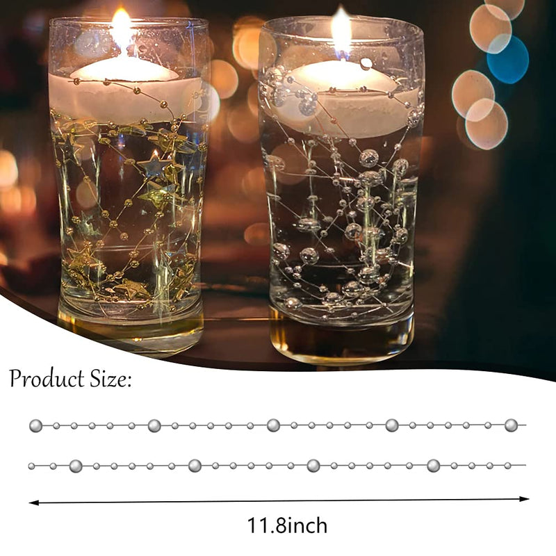 50 Pieces Pearl String for Floating Candles (11.8 inch) Vase Fillers for Centerpieces Fake Artificial Floating Pearls Beads Wedding Party Table Home Birthday Decoration White - PawsPlanet Australia