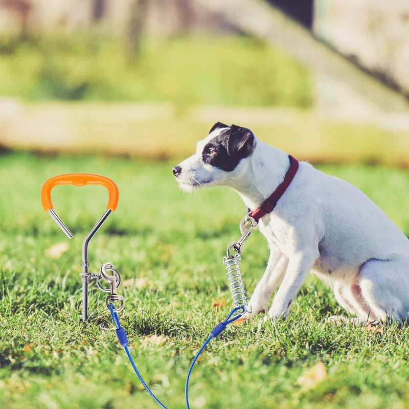 [Australia] - Petbobi 30 Feet Tie Out Cable Chew- Proof for Dog Stake with Durable Spring Rust- Proof Training Tether Reflective Training Runner Pet Lead Great for Playing, Camping and Backyard In Ground (Blue) 