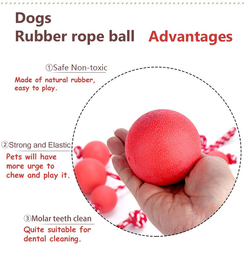 NICEFAN Dog Toy Ball On Rope Natural Rubber Solid Training Chewing Tooth Cleaning Tug Ball Toy for Small and Medium Dog (2.4 Inch) 2.4 Inch - PawsPlanet Australia