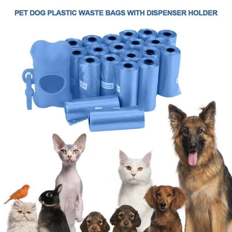 [Australia] - Fdit 20 Rolls Pet Dog Plastic Clean Trash Waste Bags with Bone Shape Bag Dispenser Holder(Blue) Blue 