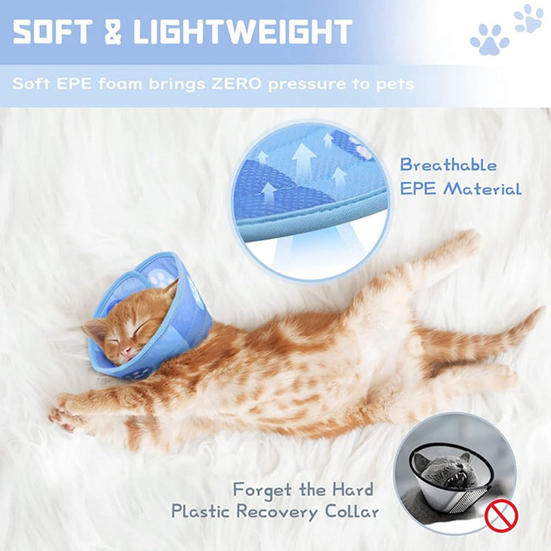 Moollyfox Cat Collar, Adjustable Collar, Cat Collar, Recovery Collar, Soft Collar Cone for Puppies, Small Dogs and Cats After Surgery and Injuries M Pack of 2 - PawsPlanet Australia
