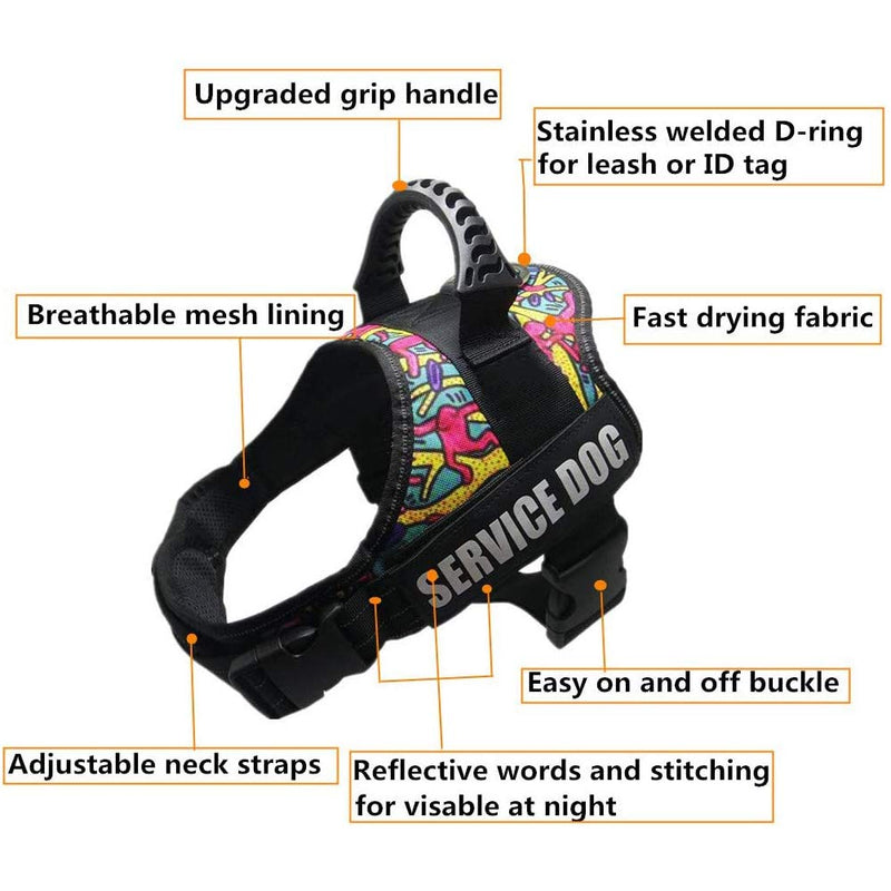 Adjustable Reflective Dog Harness Anti-Pull Soft Padded Comfortable Breathable Harness Vest for Small, Medium and Large Dogs M Painted - PawsPlanet Australia