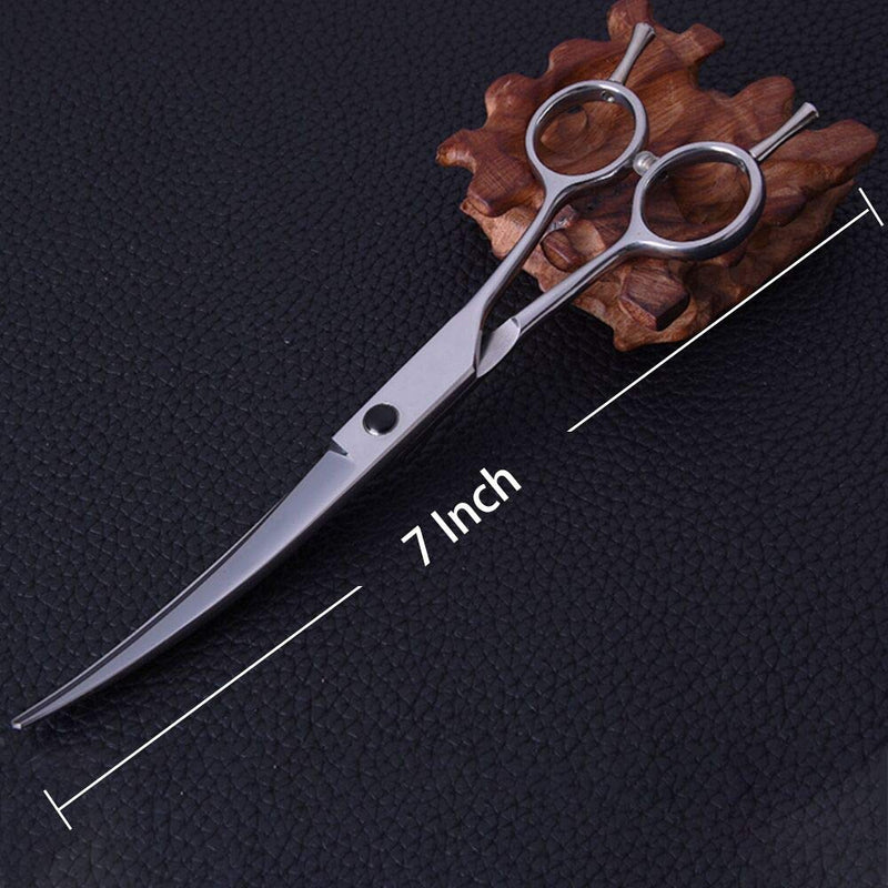 [Australia] - PoKids Curved Dog Scissors 7" for Pet Grooming Scissors Professional and Stainless Steel Sharp Blade Cutting 