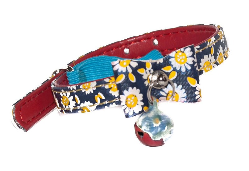 Pet Palace® "Summer Puss BLACK Safety Collar with bow and bell plus FREE cute catnip toy! - PawsPlanet Australia