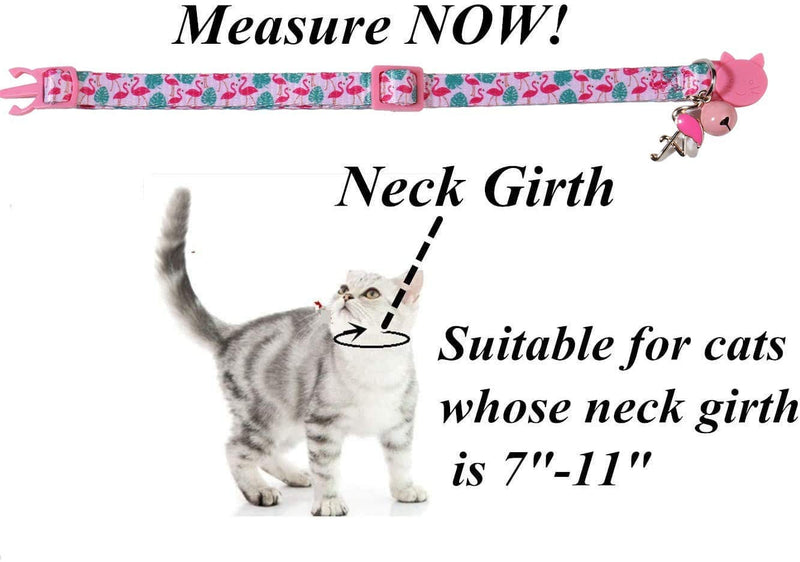 BoomBone Cactus Cat Collar with Bell and Matching Charm, 2 Pack Breakaway Famingo Kitten Collar - PawsPlanet Australia