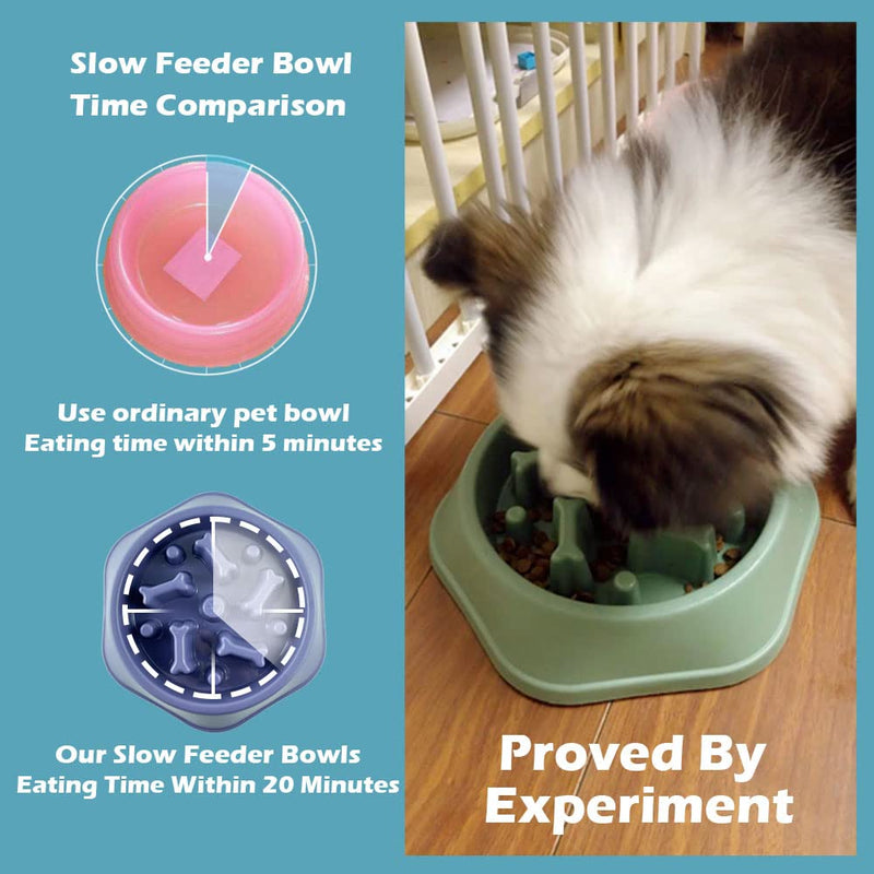 Slow Feeder Dog Bowls Food Stop Bloat Anti Gulping Healthy Eating Interactive Non Slip Dog Slow Feeder Pet Bowl Slow Eating for Small Medium Size Dogs (Bone-Lavender) 1.LAVENDER - PawsPlanet Australia