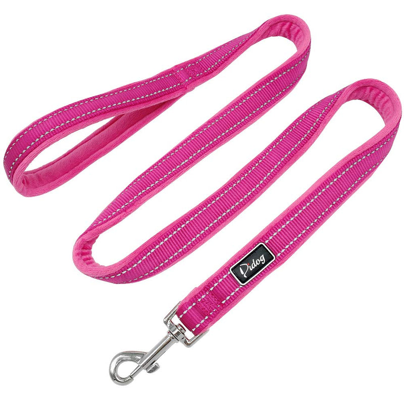 [Australia] - Didog Dog Walking Leashes 4 FT Long with Soft Warm Flannel Padded Handle, Reflective Dog Leash Night Safety Fit Small Medium Dogs, Black/Hot Pink/Blue Hot Pink 