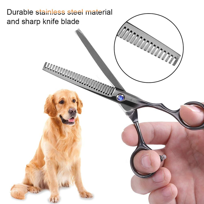 Oumefar 7 in 1 Stainless Steel Pet Grooming Scissors Kit Cat Hairdressing Shears Haircut Tools for Pet Cutting Thinning - PawsPlanet Australia