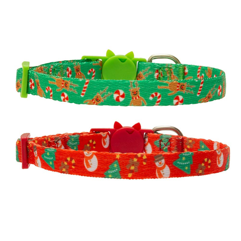 BINGPET Christmas Cat Collar Breakaway with Bell and Charm, Safety Adjustable Kitten Collars 2 Pack - PawsPlanet Australia