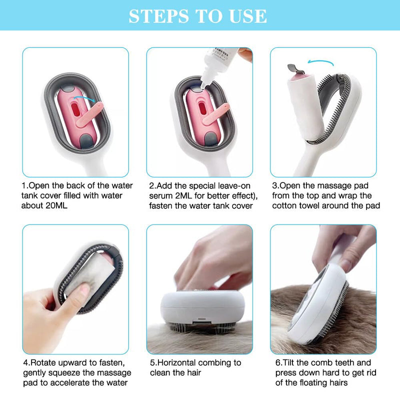 Cat brush with water, 2 pieces pet hair removal comb with water tank, pet dog brush, cat brush long hair, undercoat cleaning brush for pet hair, pet hair brush for dogs and cats - PawsPlanet Australia