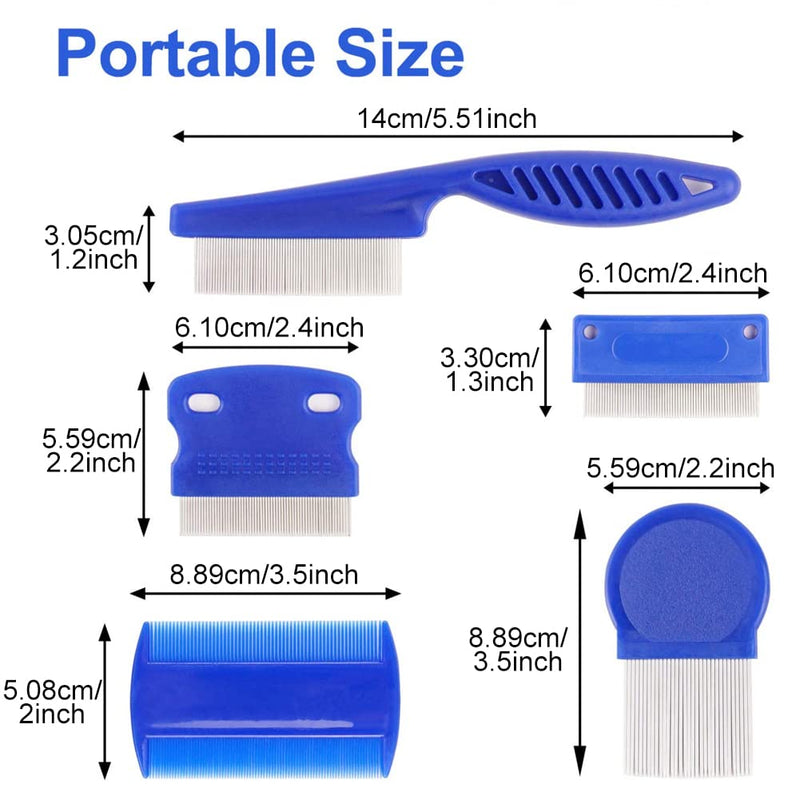 6 Pcs Cat Dog Flea Comb, Pet Tear Stain Remover Comb Set, Pet Dog Cat Grooming Comb, Flea Tear Stain Remover Comb, Metal Tooth Removal Combs for Effective Against Fleas as picture show - PawsPlanet Australia