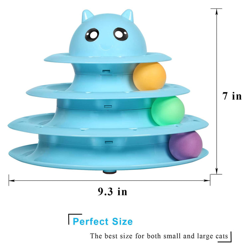 [Australia] - Upsky Cat Toy Roller Cat Toys 3 Level Towers Tracks Roller with Six Colorful Ball Interactive Kitten Fun Mental Physical Exercise Puzzle Toys … Blue 