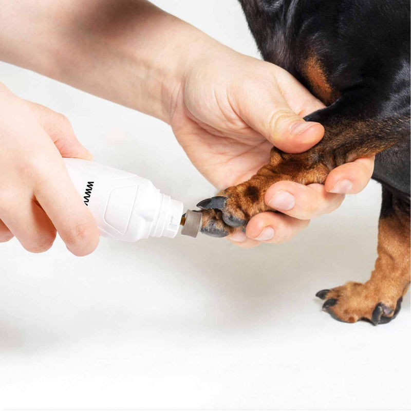 Pet Nail Grinder with 2 Grinding Wheels, Low Noise & More Powerful Dog Nail Clipper, Electric Pet Nail Trimmer File, Painless Paw Claw Care, Quiet USB Rechargeable Grooming Tool for L/M/S Dog/Cat/Bird White - PawsPlanet Australia