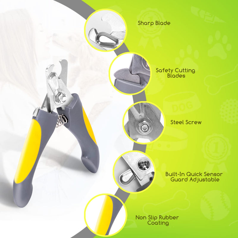 Professional claw scissors for dogs and cats with nail file stainless steel, claw pliers for large dogs, nail scissors rabbits, cutters for pets nail clippers with safety protection yellow - PawsPlanet Australia