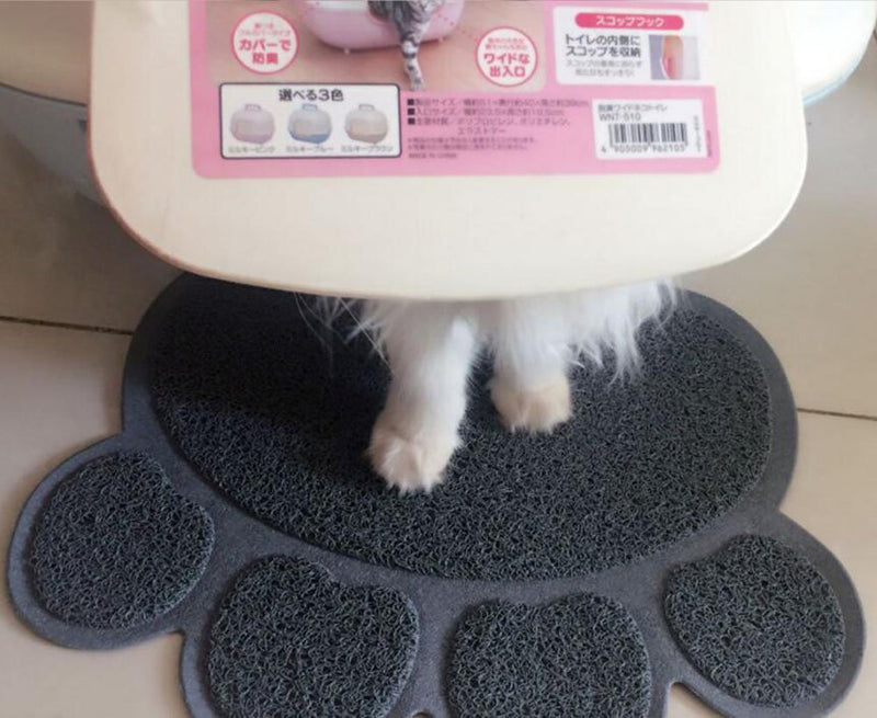 Diyafas Paw Shaped PVC Cat Dog Mat Blanket Non-slip Pet Food Water Bowl Feeding Placemat Grey - PawsPlanet Australia