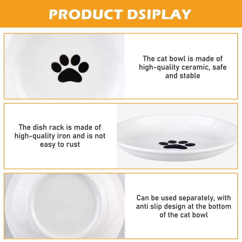 5 pieces ceramic cat bowls, ceramic cat food plates, cat food bowls, ceramic cat bowls with non-slip mat, feeding bowl, cat wet food bowls for cats, flat bowls for kittens - PawsPlanet Australia