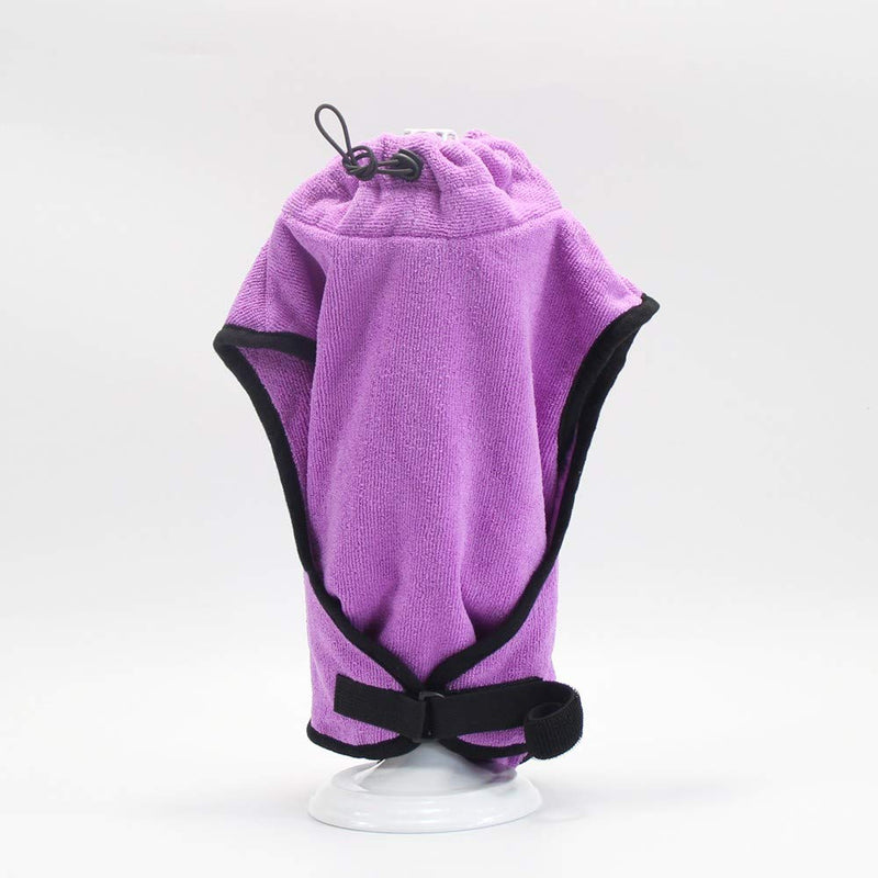 MEROURII Dog Bathrobe Towel with Adjustable Strap Microfibre Fast Drying Super Absorbent Pet Cat Towelling Robe Moisture Absorbing Bath Robe Quick Drying Pet Bath Towel (S,Purple) - PawsPlanet Australia